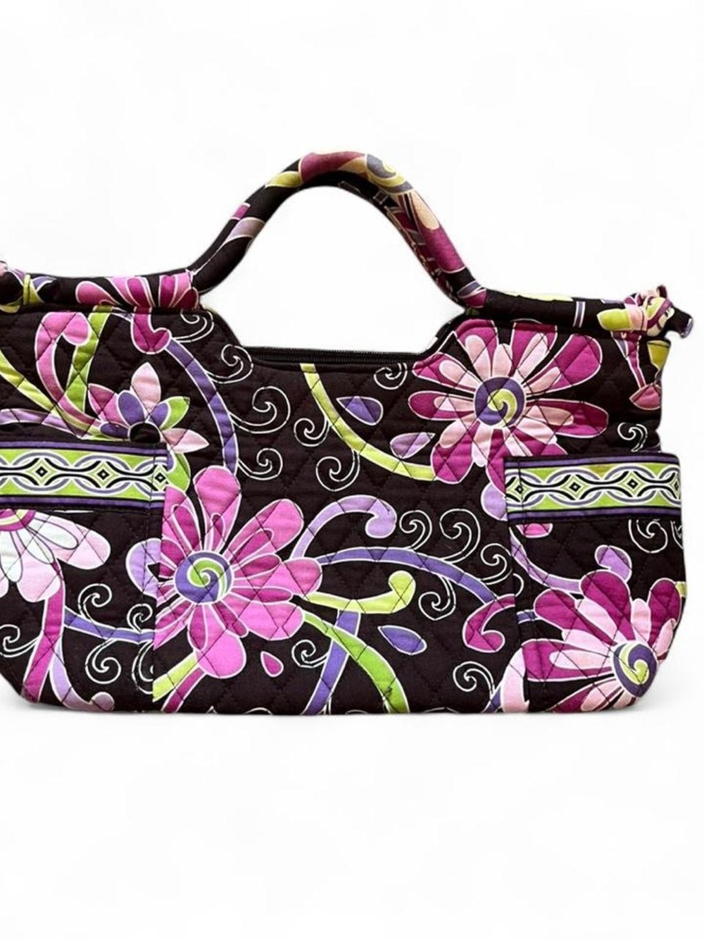 Quilted Vera Bradley Floral Tote Bag in brown and Pink